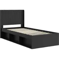 vidaXL Bedframe met opbergruimte en hoofdeinde, zwart, 75 x 190 cm