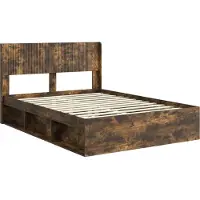 vidaXL bedframe met opbergruimte en hoofdeinde, gerookt eikenhout