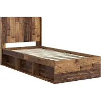 vidaXL Bedframe met opbergruimte en hoofdeinde, gerecycled hout, 90 x 190 cm