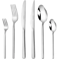 Deleca 6 Persoons Luxe RVS Bestekset Amor (36-delig) - Lepels, Messen, Vorken, Steakmessen & Gebaksvorkjes - Vaatwasserbestendig - Zilver Design Bestek - 18/0 Edelstaal