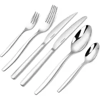 Deleca 6 Persoons Luxe Bestekset Serena - Lepels, Messen, Vorken, Steakmessen & Gebaksvorkjes - Vaatwasserbestendig Bestek - Zilver / Edelstaal