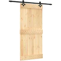 vidaXL Schuifdeur 95 x 210 cm Massief Pine Hout (Onbehandeld)