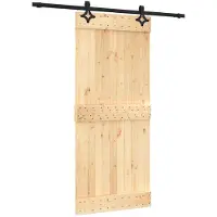 vidaXL Schuifdeur 90 x 210 cm Massief Pine Hout (Onbehandeld)