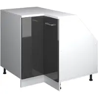 Vicco R-Line Hoekkeukenkast voor schuine wand – 75.6 cm met 1 deur, kastromp 60 cm diepte Antraciet Hoogglans