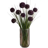 Mica Decorations Kunstbloemen - 8x - Allium bol bloem - sierui - paars - 80 cm - steelbloemen