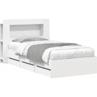 vidaXL Bedframe met opbergruimte en hoofdbord met lade Wit 75 x 190 cm