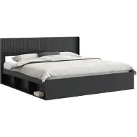 vidaXL Bedframe met opbergruimte en hoofdbord Zwart 180 x 200 cm