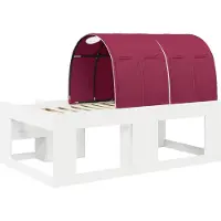 vidaXL Bedframe met tunnel, 3 stuks, wit en rood, houtvezel