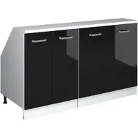 Vicco Keukenkast voor schuine wand R-Line Zwart hoogglans 140 cm Set van 2 kastrompen 60 cm diepte, Model 60217