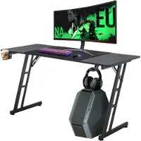 ACXIN Gaming Bureau - Computertafel Met Carbon Fiber - Met Bekerhouder En Hoofdtelefoonhaak - 140x60cm Zwart