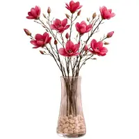 Mica Decorations Kunstbloemen Magnolia takken - 4x - 88 cm - roze - Kunst zijde - Boeket - stelen - siertakken