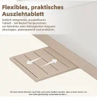 Laura Ligstoel 2-persoons met verstelbare rugleuning 5 standen 194x127x93 cm – Luxe tuin ligbed met kussen, uitschuifbare bijzettafel & stalen frame voor balkon, terras en zwembad (Grijs) –