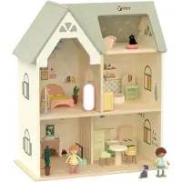 Classic World houten poppenhuis cottage met meubels en accessoires.