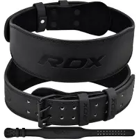 RDX Sports 4 Inch Leather Weightlifting Belt Zwart XL