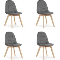 Leobert BORA Eetkamerstoelen – Set van 4 – Donkergrijs Velvet – Beukenhouten Poten – Comfortabele en Ergonomische Zitting – Scandinavisch Design – Voor Woonkamer, Keuken, Eetkamer en Slaapkamer