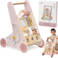 Viga Toys Viga Polarb houten loopwandelwagen roze educatief