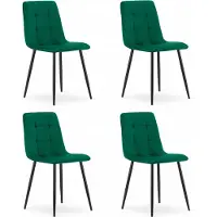 Leobert Set van 4 Eetkamerstoelen KARA Groen – Velvet Bekleding, Ergonomisch Design, Zwarte Metalen Poten, Comfortabele Zitting, Max. 120 kg