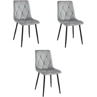 Leobert Fauteuil - - Libra - Grijs zilveren fluweel / Zwarte poten - Set van 3