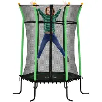 HOMCOM -Kinder Trampoline-Stahl, Kunststoff-Ø163,5 x H190 cm-Grün