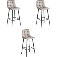 Leobert ARCETO kruk - donkerbeige fluweel / zwarte poten x 3