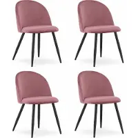 Leobert Set van 4 Stoelen BELLO - Donkerroze Velvet, Zwarte Metalen Poten, Modern Design en Uitstekend Zitcomfort voor Woonkamer, Slaapkamer, Eetkamer of Kantoor, Max. 120 kg