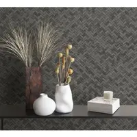 Marburg - Behang - Botanica - Rattan - Wickerwork - zwart - en - grijs