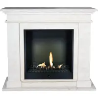 Xaralyn Bio-ethanol haard - Kos BCL-SWP - wit gepolijst natuursteen - 3 KW verwarming - haardombouw inclusief inbouwhaard - schouw