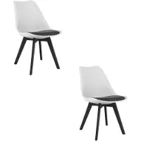 Leobert Set van 2 Stoelen MARK – Wit/Zwart, Zwarte Poten, Kunststof Zitting met Kunstlederen Kussen, Strak Design, Ergonomisch, Geschikt voor Keuken, Eetkamer, Kantine en Werkruimte, Max. 120 kg