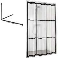 Sealskin Douchegordijnstangset Met Douchegordijn Easy Roll Zwart / Transparant - 180 x 200 cm