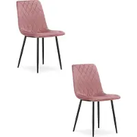Leobert Turijn fauteuil, fluweel, roze, met zwarte poten (set van 2)