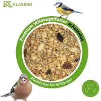 KLASEBO 20 kg Premium Wildvogelvoer Zonder Schil – Complete Strooi- en Vetvoer Mix met 40% Geschilde Zonnebloempitten voor Gezonde en Rommelvrije Tuinvogels