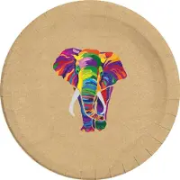 Jt Feestborden Olifant 23 Cm Karton Bruin 8 Stuks