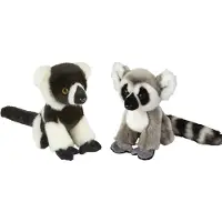 Ravensden Apen serie zachte pluche knuffels 2x stuks - Ringstaart Maki en Pinche Aapje van 18 cm - Knuffel bosdieren