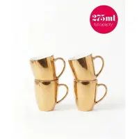 Vtwonen - Set van 4 - Mokken met Oor - Goud - Porselein - 275ml