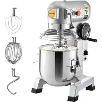 Vevor Standmixer, 14L kominhoud, 3 snelheden, klopper, deeghaak, draadkabel, roestvrijstalen kom, 500W, zilver, timerfunctie