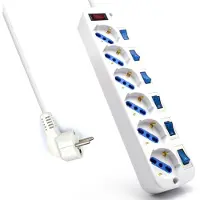 Eminent Stekkerdoos met 6 stopcontacten en schakelaar, EW3932, 1,5 meter, 2500W, wit