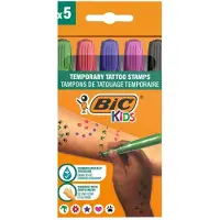 BIC Kids - Tijdelijke tattoo stempels voor kinderen - Set van 5 Stempelstiften - Neptattoo - Veilig voor de huid