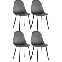 CLP Napier Set van 4 eetkamerstoelen - Modern Design - Zonder armleuning - Metalen Onderstel - Comfortabele Rugleuning - Max.150 kg - Fluweel/donkergrijs