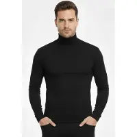 Beeren Heren Thermo Colshirt - Lange mouwen - Warm thermoshirt hoge hals - Zwart / L