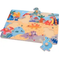 Jouéco houten dino noppenpuzzel, 7st.