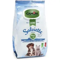 Camon -Reinigingsdoekjes -maxi 30 x 17 cm -voor honden en katten - voor vacht en gezicht met aloë vera , met een geur van witte musk , in een maxi-verpakking van 100 stuks.