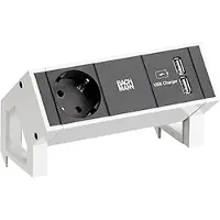 Bachmann DESK2 1xCEE7/3 USB Oplader, Stroom 0,2m GST18 RAL9010