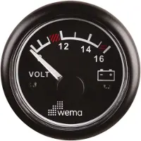 Wema Blackline Voltmeter 8-16v Zwart 52 mm