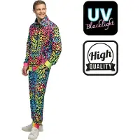 Boland - Trainingspak Leopard art dude UV (XL) - Volwassenen - - 80s - 90s - foute party - grappig - retro trainingspak - neon