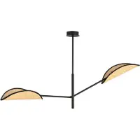 Emibig Plafondlamp , 2x E14, 40W, VENE 2, zwart/rotan, model 1160/2