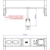 Bachmann DESK2 2xCH 1xUSB A/C 22W 1xCM, 0,2m GST18 INOX Zwitserland