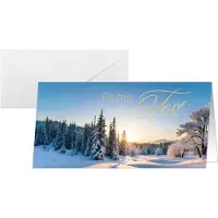 Sigel Kerstkaarten Winter Wonderland, DIN lang, winterlandschap, geschikt voor printer/kopieerapparaat, enveloppen, FSC papier, blauw-goud-wit, 25 stuks