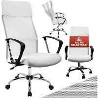 Casaria Ergonomische Bureaustoel Wit Kunstleer 122x51x52cm
