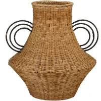 Mica Decorations Fabiola Decoratie Vaas - H43 x Ø30 cm - Rotan - Bruin