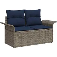 vidaXL Tuinbank Set met opslag 10 pcs Grijs Poly rattan